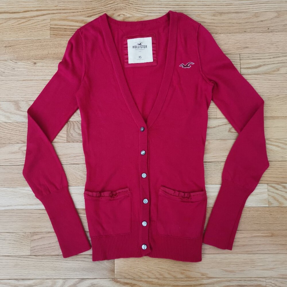 Vintage Y2K Hollister Cardigan Sweater A&F Slim Fit Women Junior Button Pockets